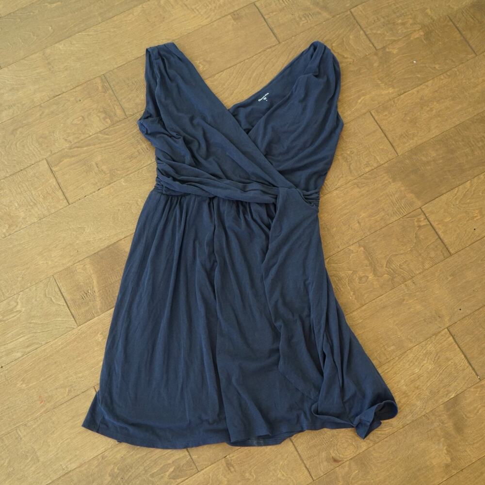 Garnet Hill Cross-Pleated Knit Dress Navy Size‎ Large